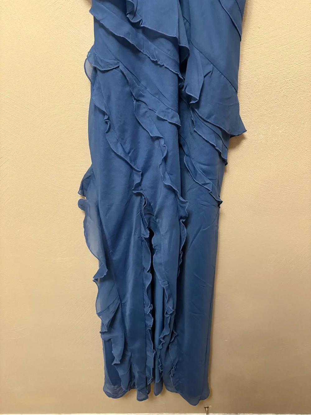 Abercrombie & Fitch Cascading Ruffle Maxi Dress Blue Size Small Petite NWT New